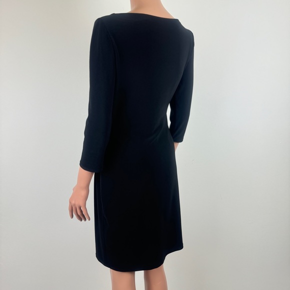 Women's Nine West Knee Length 3/4 Sleeve Ruched Accent Dress Size 4 Black - Picture 7 of 14